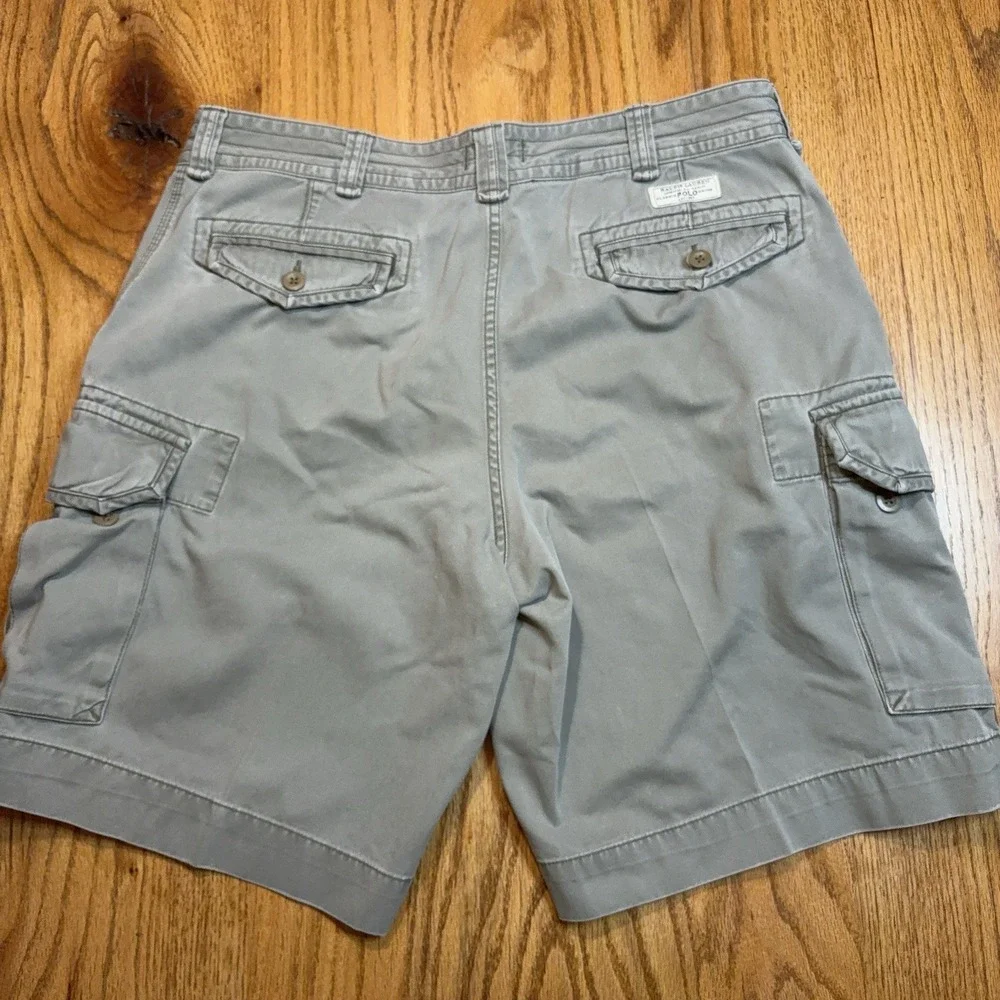 Polo Ralph Lauren Cargo Shorts Mens 38 Grey Classic Chino Flat Front